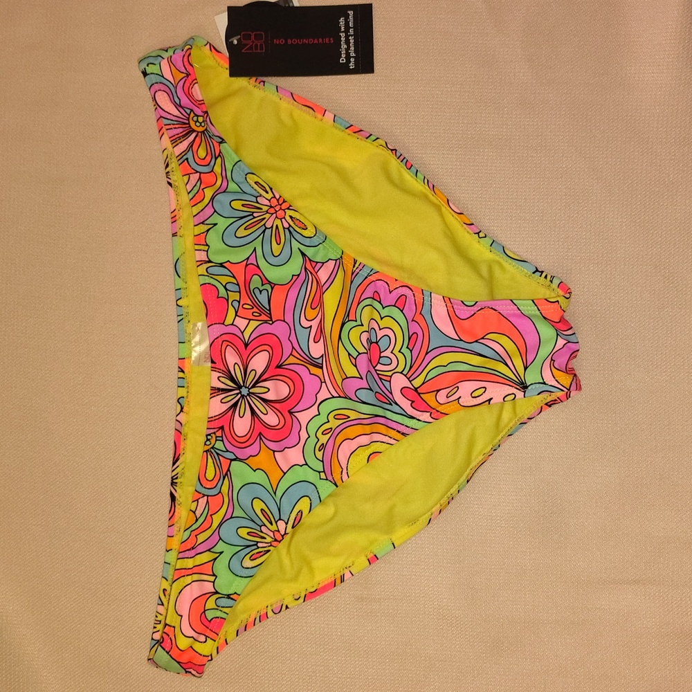 No Boundaries Floral Swim Bottom - Yellow and Multicolor